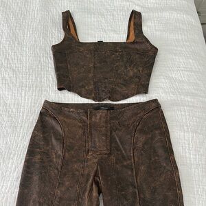 Forever 21 Brown Textured Jumpsuit Set
